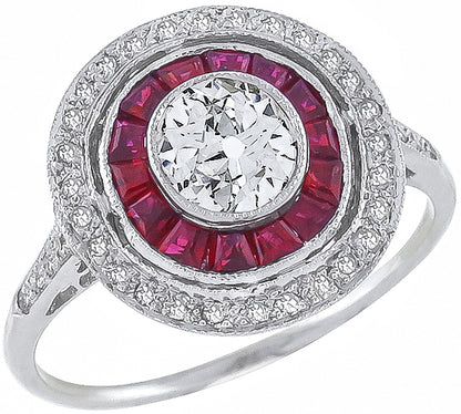 0.60ct Diamond 0.58ct Ruby Engagement Ring