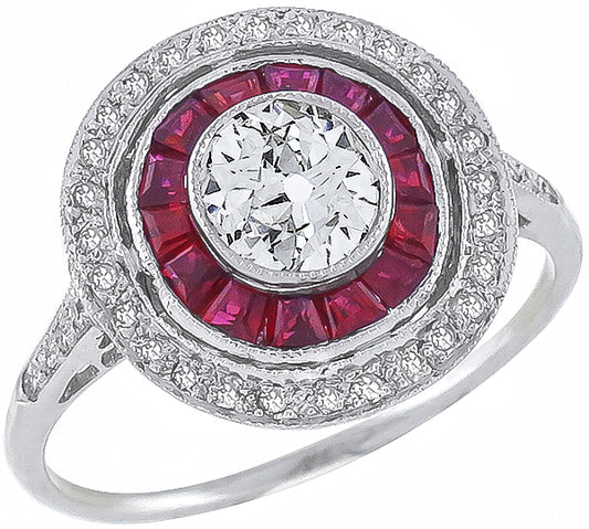 0.60ct Diamond 0.58ct Ruby Engagement Ring