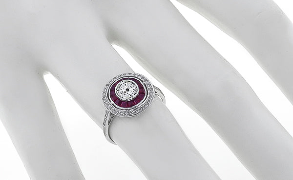 0.60ct Diamond 0.58ct Ruby Engagement Ring