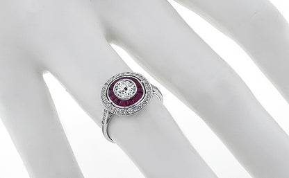 0.60ct Diamond 0.58ct Ruby Engagement Ring