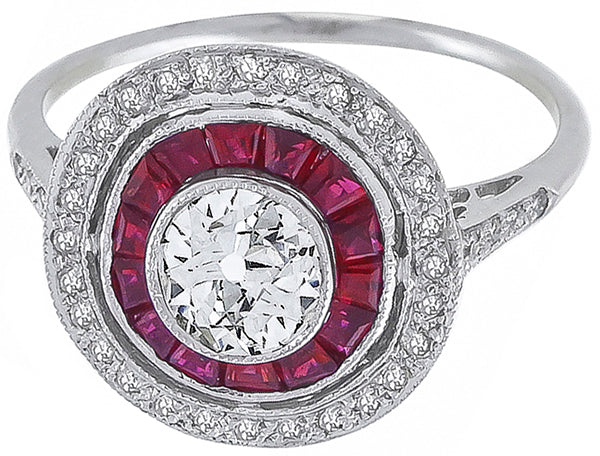 0.60ct Diamond 0.58ct Ruby Engagement Ring