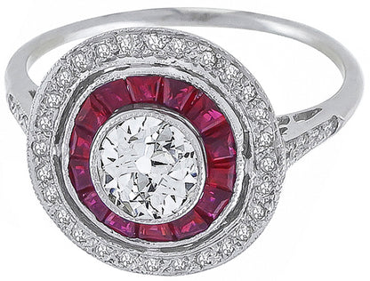 0.60ct Diamond 0.58ct Ruby Engagement Ring