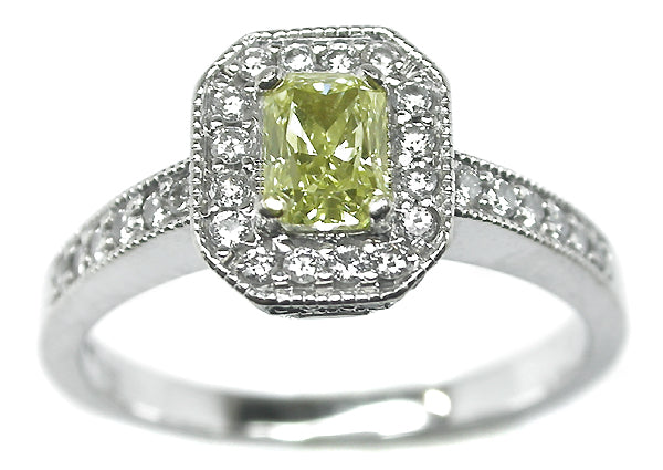 0.60ct Natural Fancy Yellow Diamond Engagement 14k Gold Ring