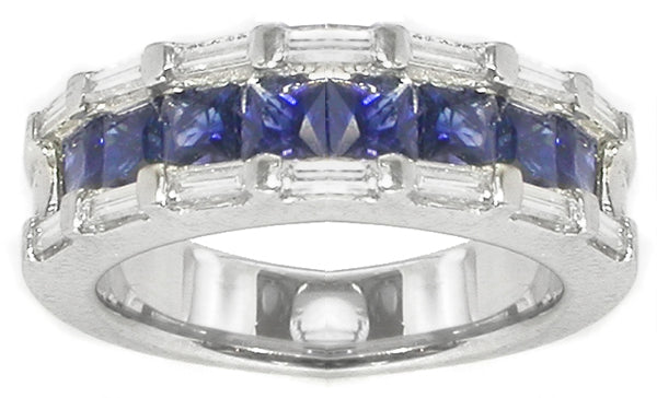0.65ct Sapphire  Diamond Platinum Wedding Band