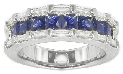 0.65ct Sapphire  Diamond Platinum Wedding Band