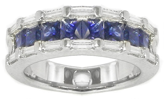 0.65ct Sapphire  Diamond Platinum Wedding Band