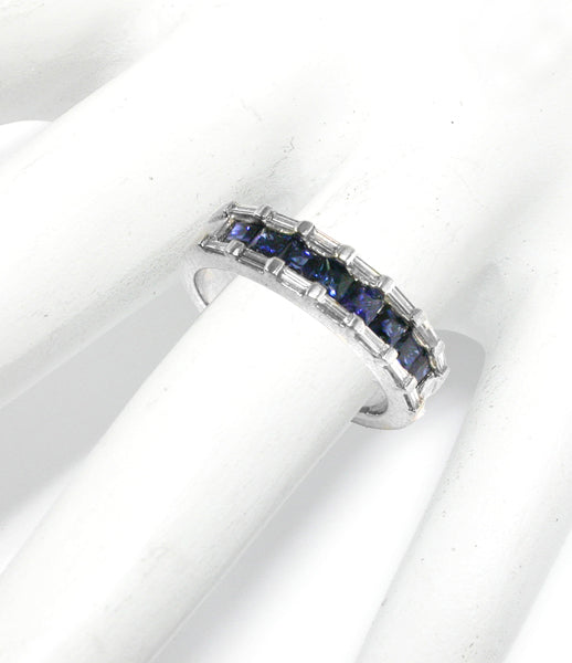 0.65ct Sapphire  Diamond Platinum Wedding Band