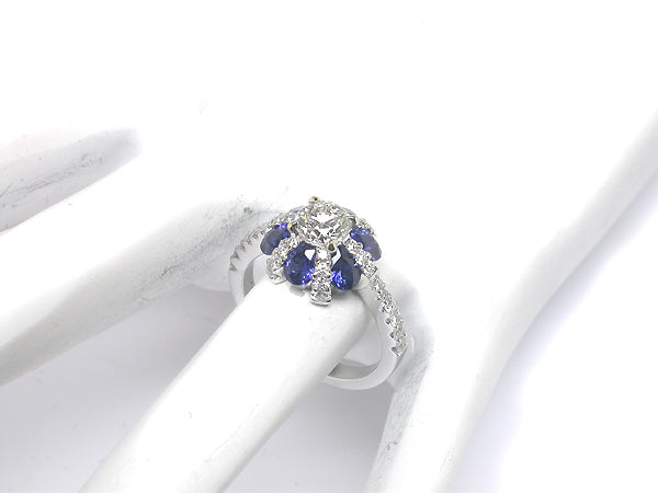 0.66ct Diamond & Sapphire 18k White Gold Engagement Ring