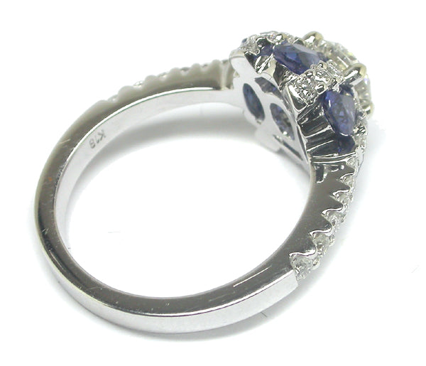 0.66ct Diamond & Sapphire 18k White Gold Engagement Ring