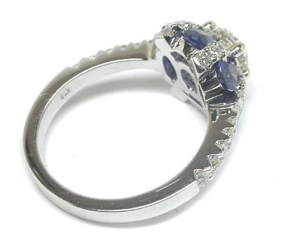 0.66ct Diamond & Sapphire 18k White Gold Engagement Ring