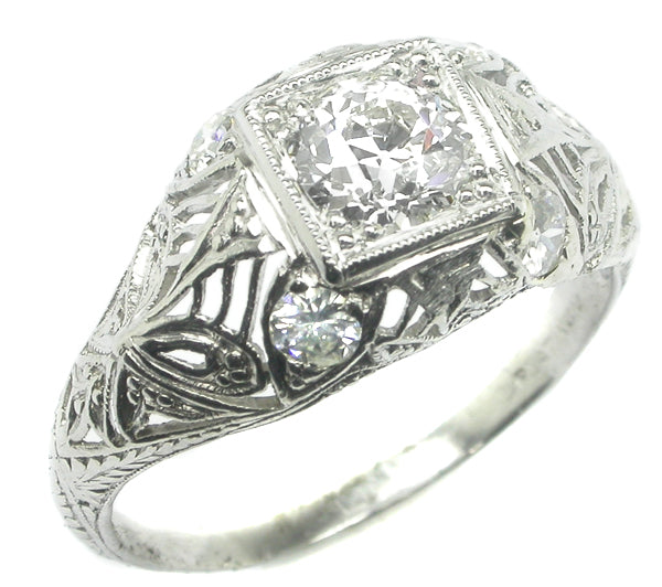 0.67ct Edwardian Platinum Diamond Engagement Ring