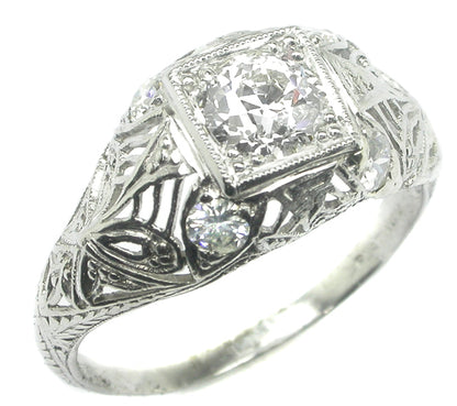 0.67ct Edwardian Platinum Diamond Engagement Ring
