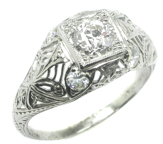 0.67ct Edwardian Platinum Diamond Engagement Ring