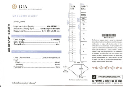 0.67ct Edwardian Platinum Diamond Engagement Ring