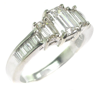 0.68ct Emerald Cut Diamond 14k White Gold Engagement Ring