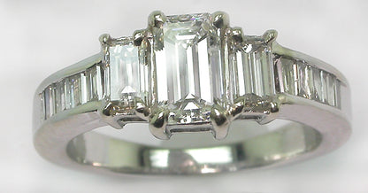 0.68ct Emerald Cut Diamond 14k White Gold Engagement Ring