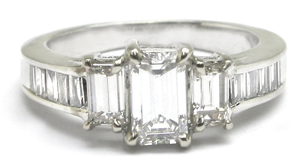 0.68ct Emerald Cut Diamond 14k White Gold Engagement Ring