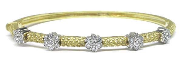 0.70ct Diamond 14k Yellow & White Gold Bangle
