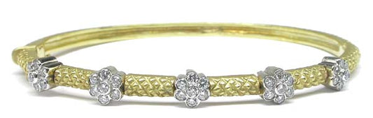 0.70ct Diamond 14k Yellow & White Gold Bangle