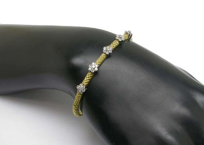 0.70ct Diamond 14k Yellow & White Gold Bangle