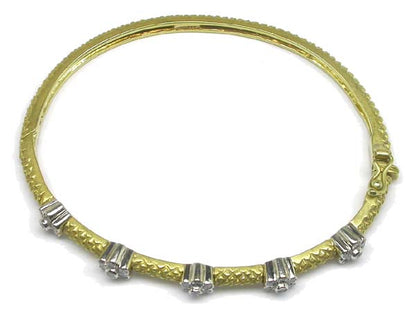 0.70ct Diamond 14k Yellow & White Gold Bangle