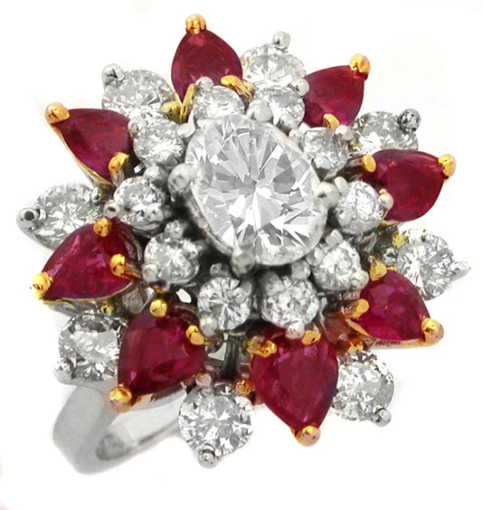 0.70ct Oval  Diamond Ruby Ring