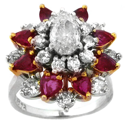 0.70ct Oval  Diamond Ruby Ring