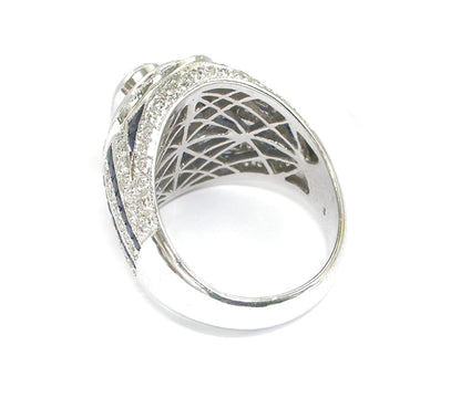 0.70ct Oval  Sapphire and Diamond 18k White Gold Ring