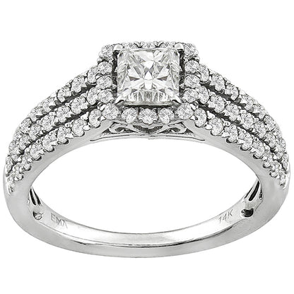 0.70ct  Princess Cut Center Diamond 14k White Gold Engagement Ring
