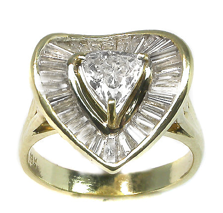 0.70ct Trilliant Diamond 18k Yellow Gold Heart Ring