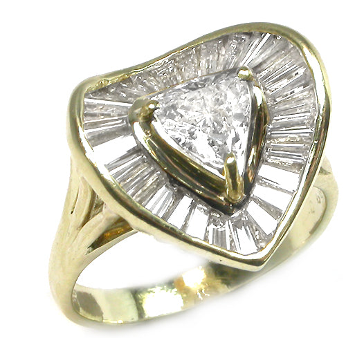 0.70ct Trilliant Diamond 18k Yellow Gold Heart Ring