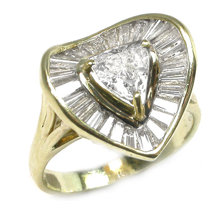 0.70ct Trilliant Diamond 18k Yellow Gold Heart Ring