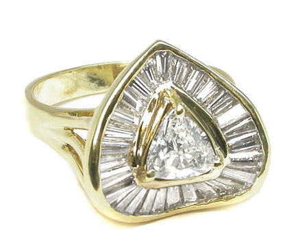 0.70ct Trilliant Diamond 18k Yellow Gold Heart Ring