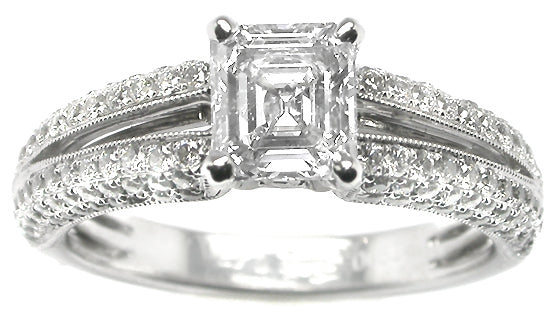 0.71ct Asscher Cut Diamond Platinum Engagement Ring