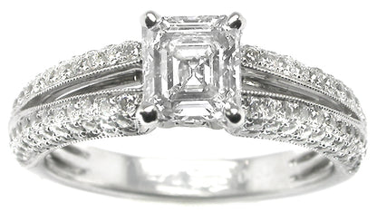 0.71ct Asscher Cut Diamond Platinum Engagement Ring