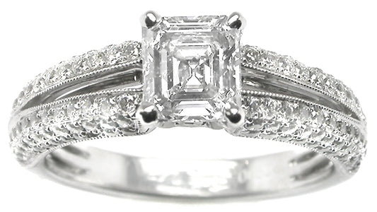 0.71ct Asscher Cut Diamond Platinum Engagement Ring