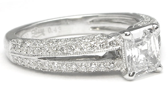 0.71ct Asscher Cut Diamond Platinum Engagement Ring