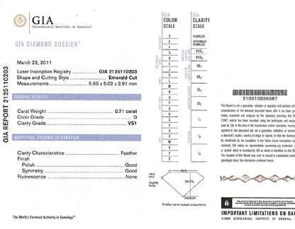 0.71ct Asscher Cut Diamond Platinum Engagement Ring