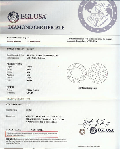 0.74ct Diamond 14k Gold Engagement Ring