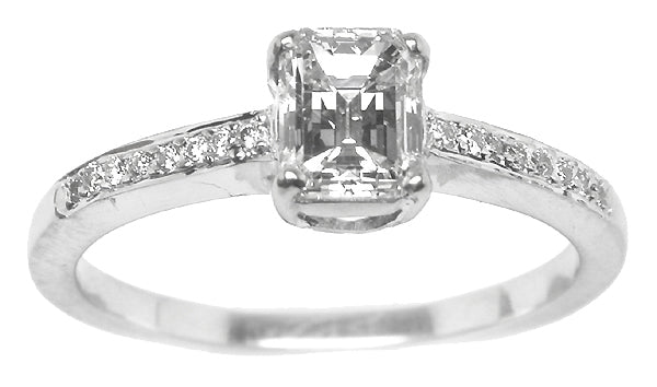 0.74ct Emerald Cut Diamond 18k White Gold Engagement Ring