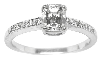 0.74ct Emerald Cut Diamond 18k White Gold Engagement Ring