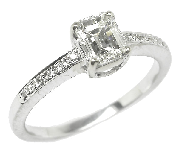 0.74ct Emerald Cut Diamond 18k White Gold Engagement Ring