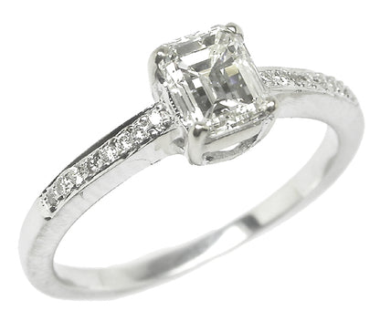 0.74ct Emerald Cut Diamond 18k White Gold Engagement Ring
