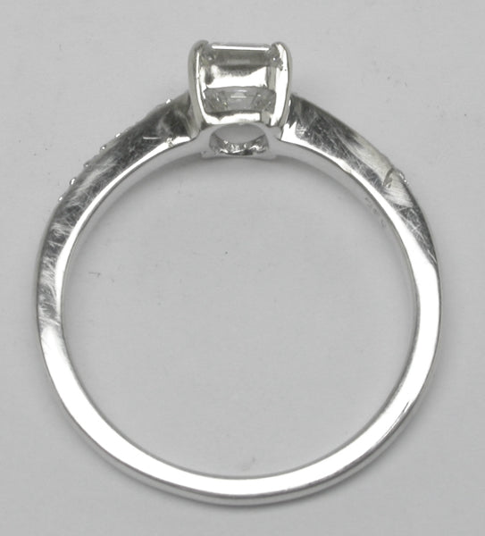 0.74ct Emerald Cut Diamond 18k White Gold Engagement Ring