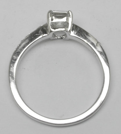 0.74ct Emerald Cut Diamond 18k White Gold Engagement Ring