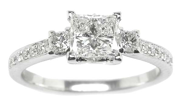 0.74ct Princess Cut Diamond 18k White Gold Engagement Ring