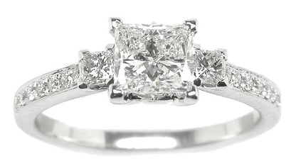0.74ct Princess Cut Diamond 18k White Gold Engagement Ring