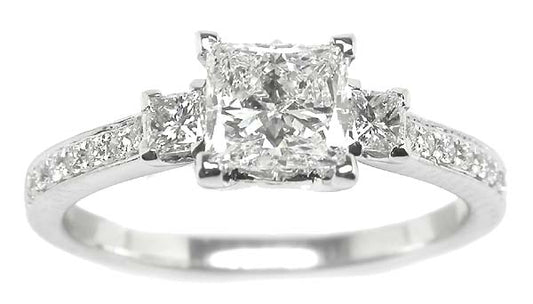 0.74ct Princess Cut Diamond 18k White Gold Engagement Ring