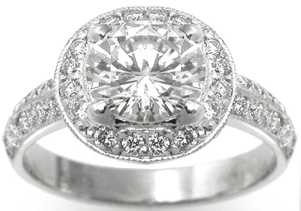 0.74ct Round Cut Diamond 14k White Gold Engagement Ring