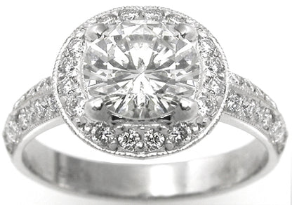 0.74ct Round Cut Diamond 14k White Gold Engagement Ring